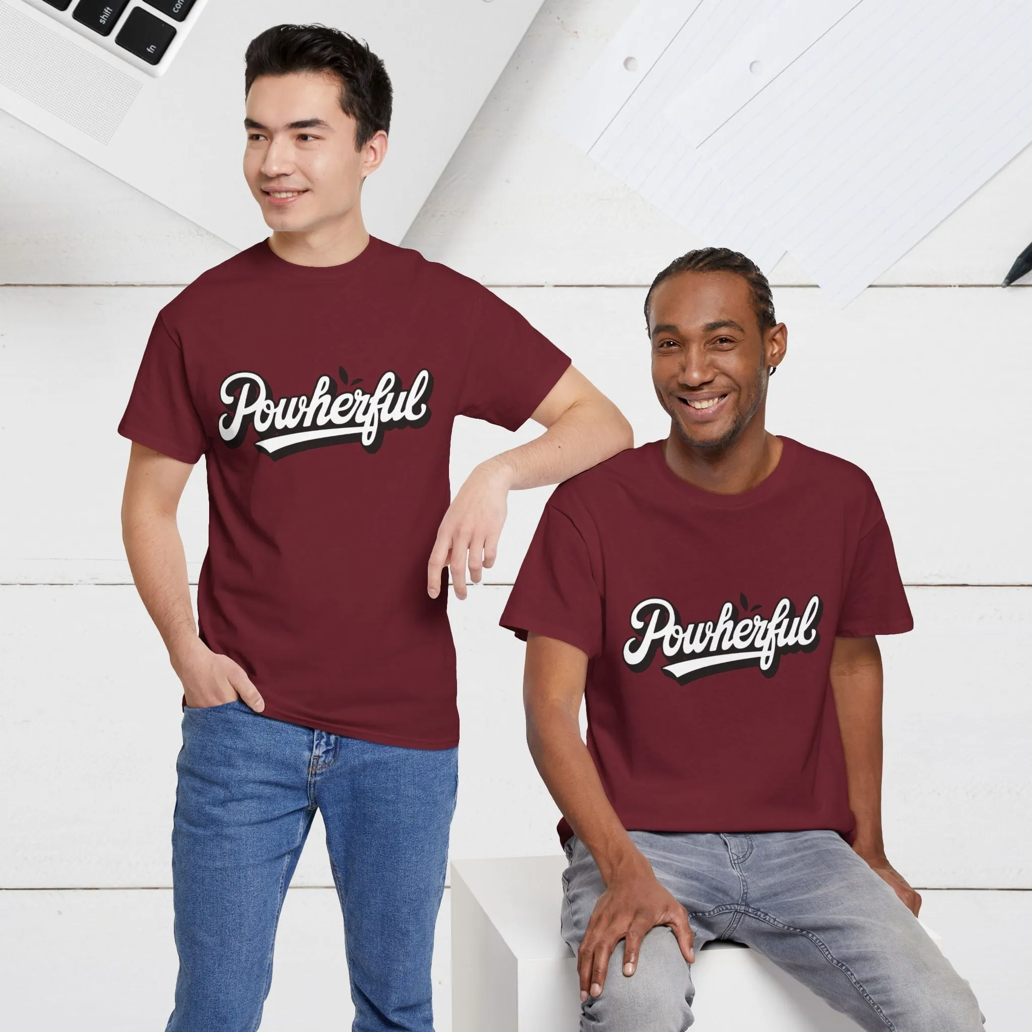 Unisex Heavy Cotton Tee - 'Powerful' Graphic Tee for Empowerment and Self-Expression