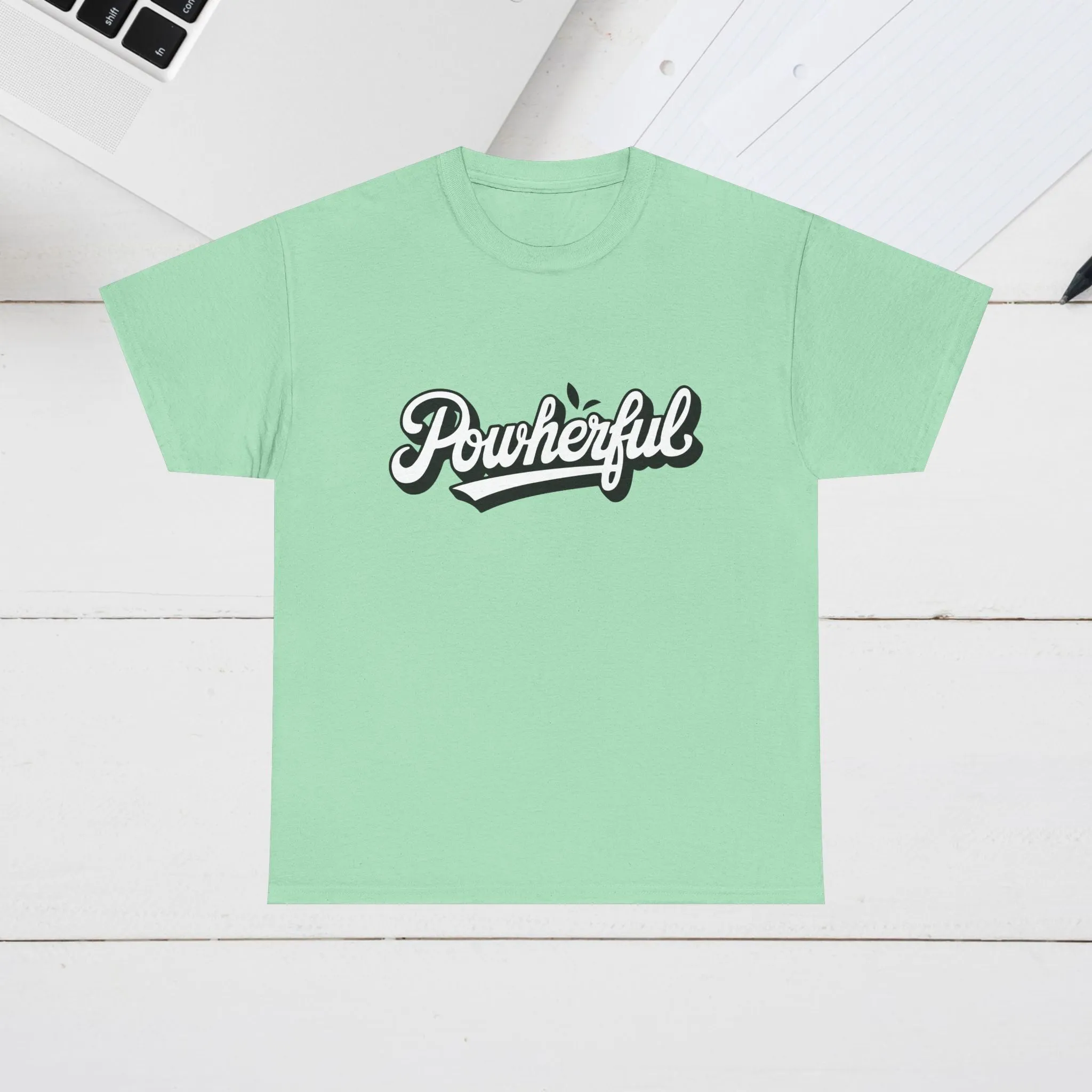 Unisex Heavy Cotton Tee - 'Powerful' Graphic Tee for Empowerment and Self-Expression