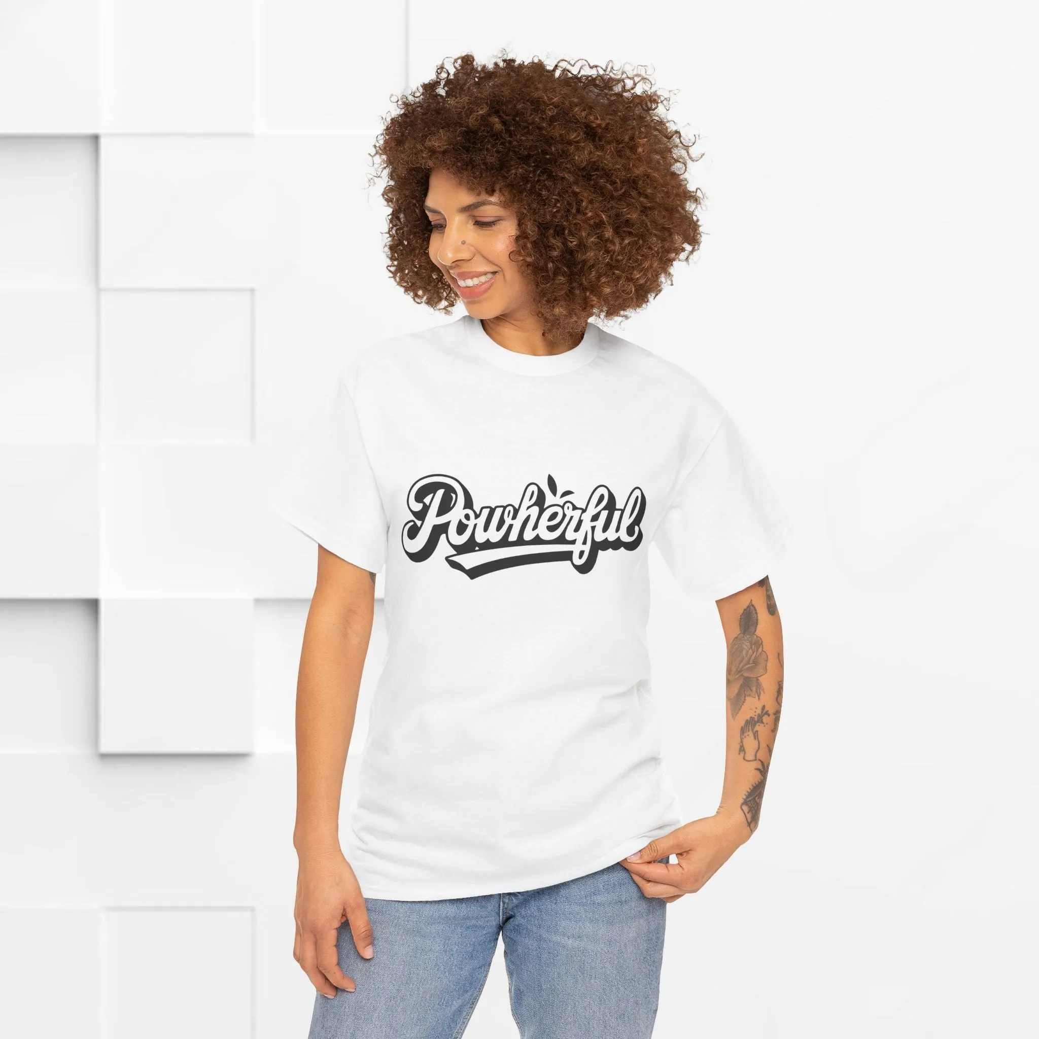 Unisex Heavy Cotton Tee - 'Powerful' Graphic Tee for Empowerment and Self-Expression