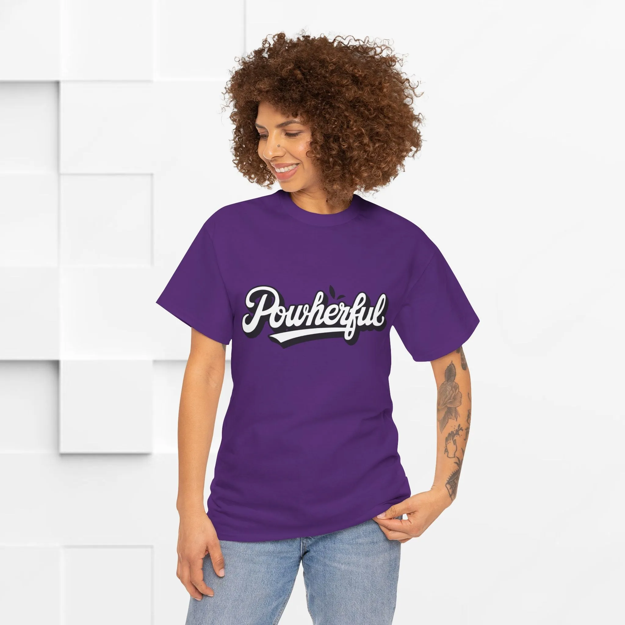 Unisex Heavy Cotton Tee - 'Powerful' Graphic Tee for Empowerment and Self-Expression