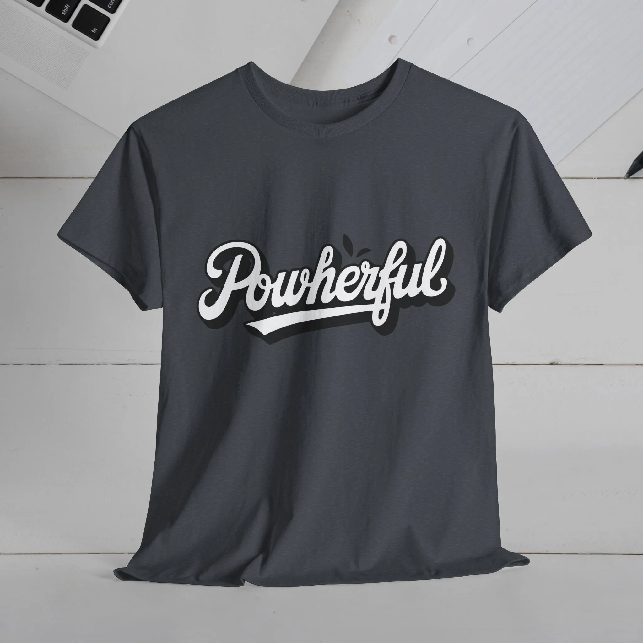 Unisex Heavy Cotton Tee - 'Powerful' Graphic Tee for Empowerment and Self-Expression