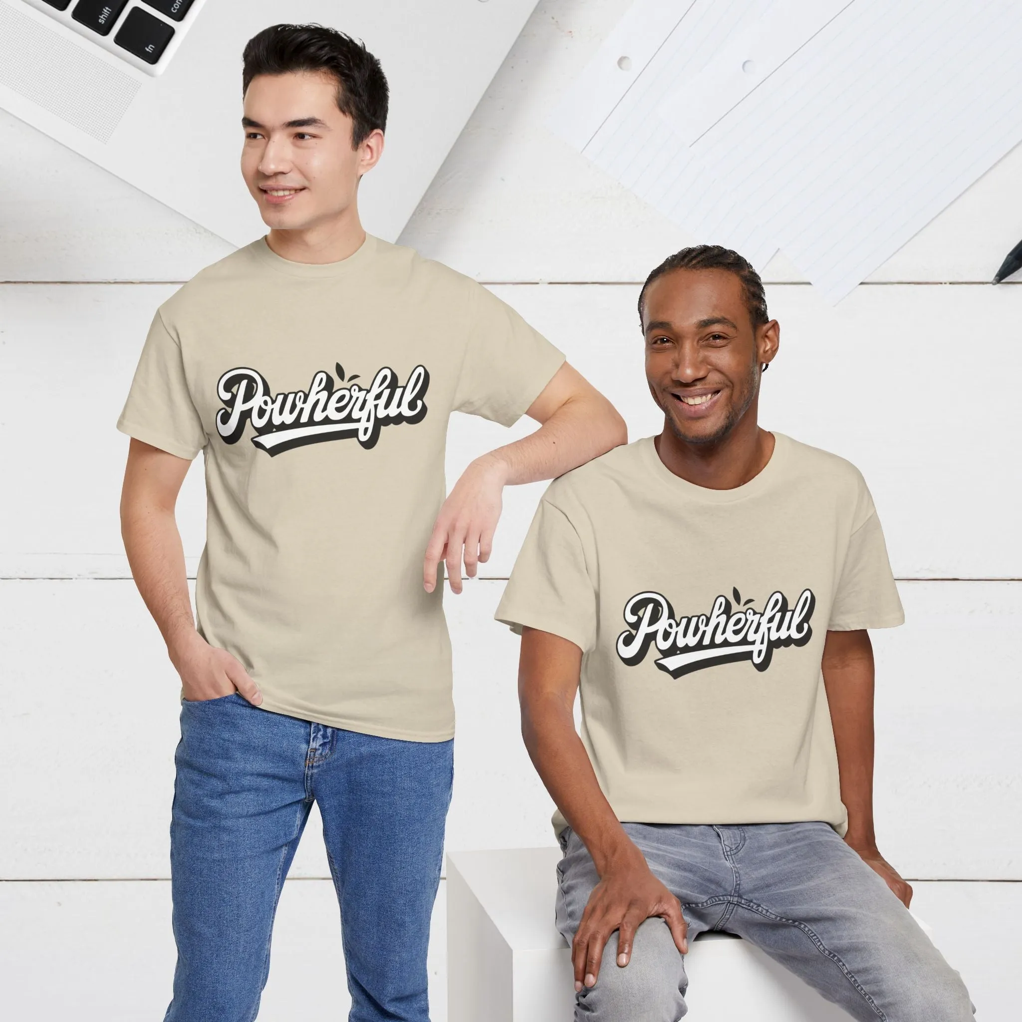 Unisex Heavy Cotton Tee - 'Powerful' Graphic Tee for Empowerment and Self-Expression