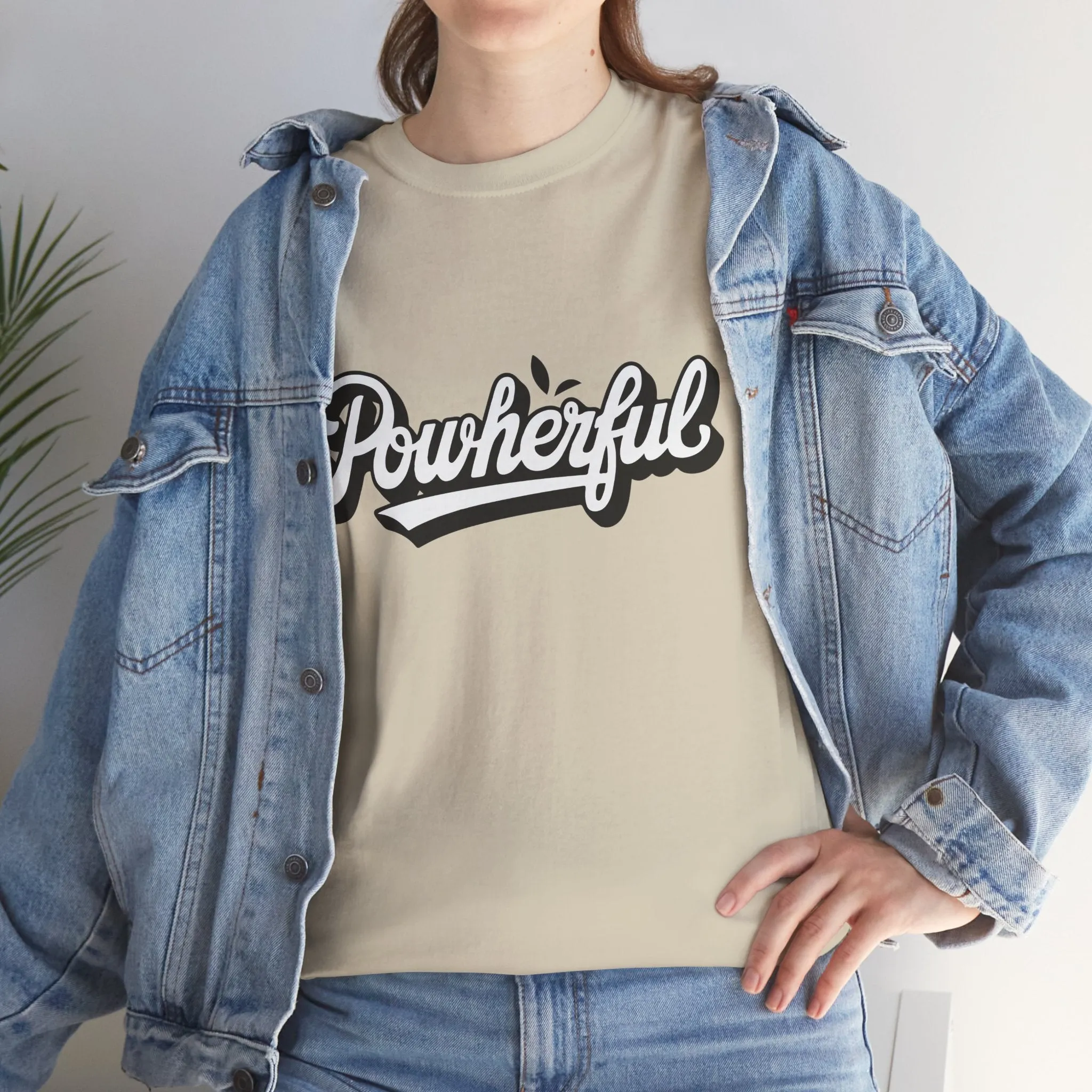 Unisex Heavy Cotton Tee - 'Powerful' Graphic Tee for Empowerment and Self-Expression