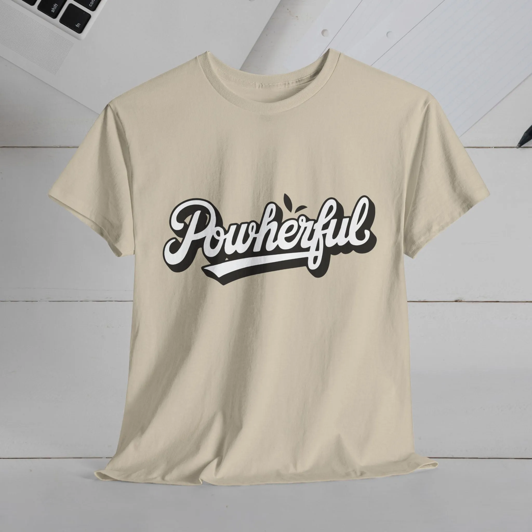 Unisex Heavy Cotton Tee - 'Powerful' Graphic Tee for Empowerment and Self-Expression