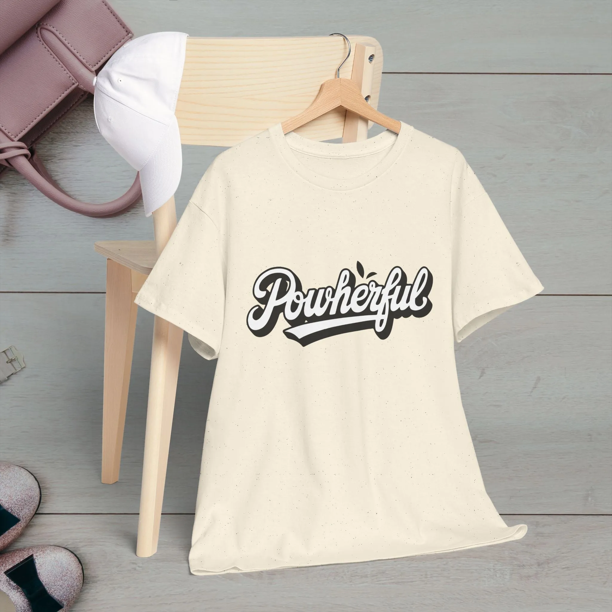 Unisex Heavy Cotton Tee - 'Powerful' Graphic Tee for Empowerment and Self-Expression
