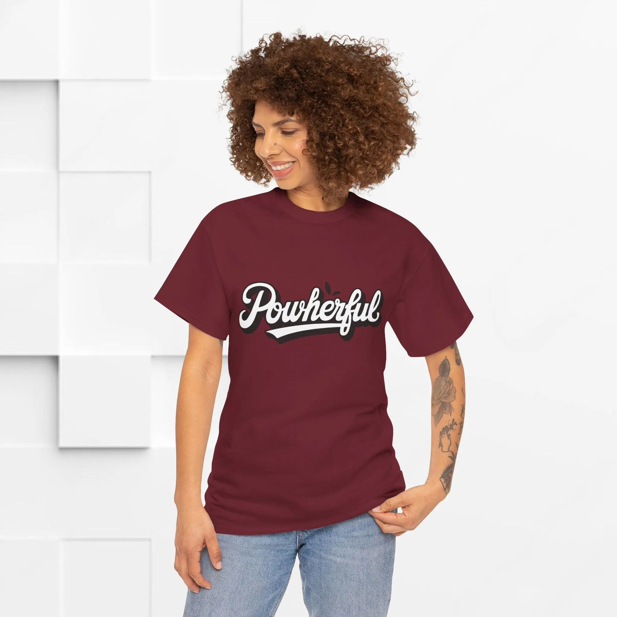 Unisex Heavy Cotton Tee - 'Powerful' Graphic Tee for Empowerment and Self-Expression