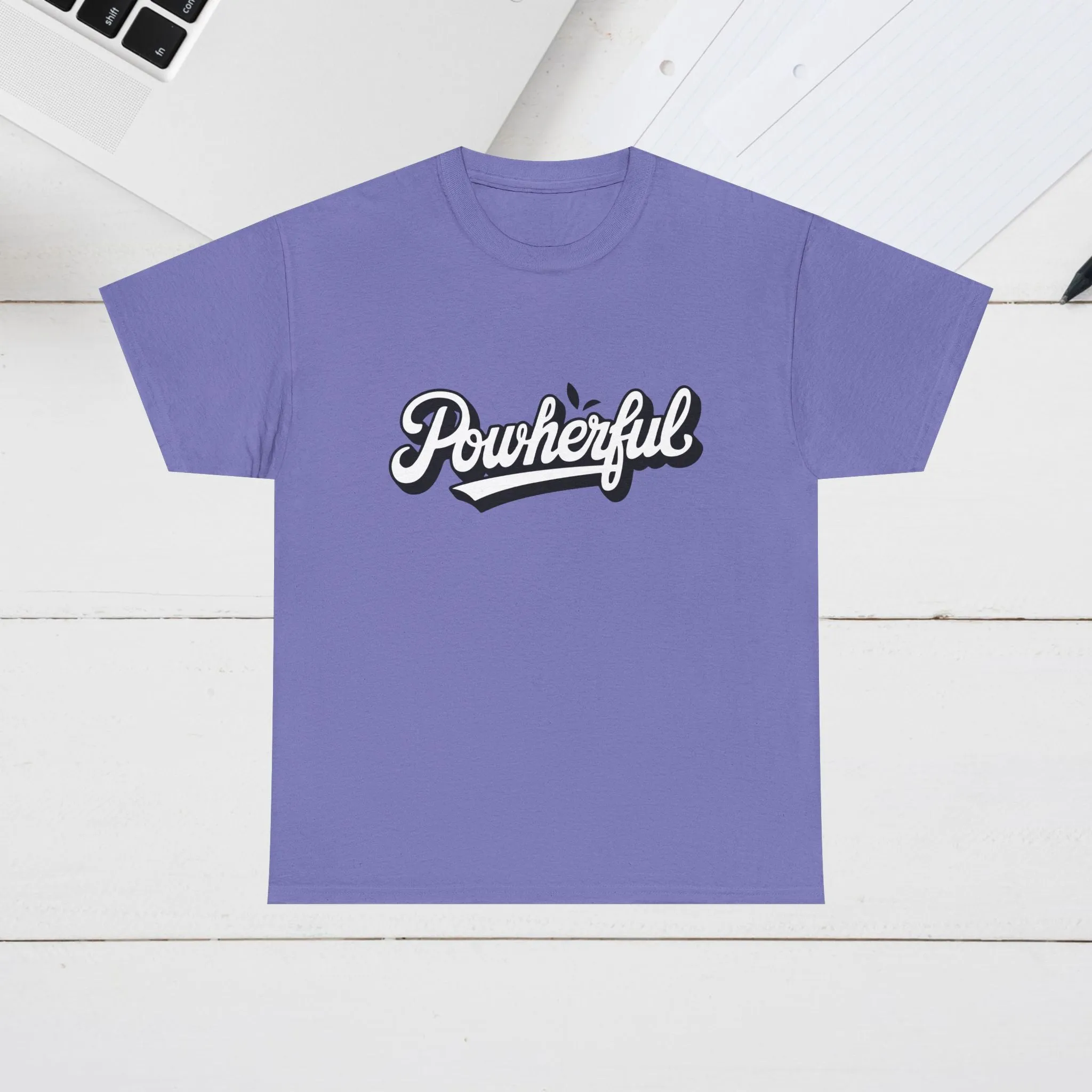 Unisex Heavy Cotton Tee - 'Powerful' Graphic Tee for Empowerment and Self-Expression