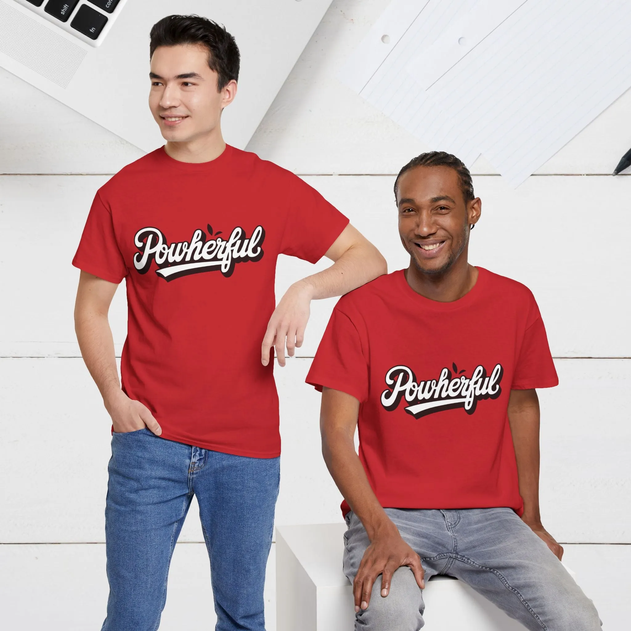 Unisex Heavy Cotton Tee - 'Powerful' Graphic Tee for Empowerment and Self-Expression