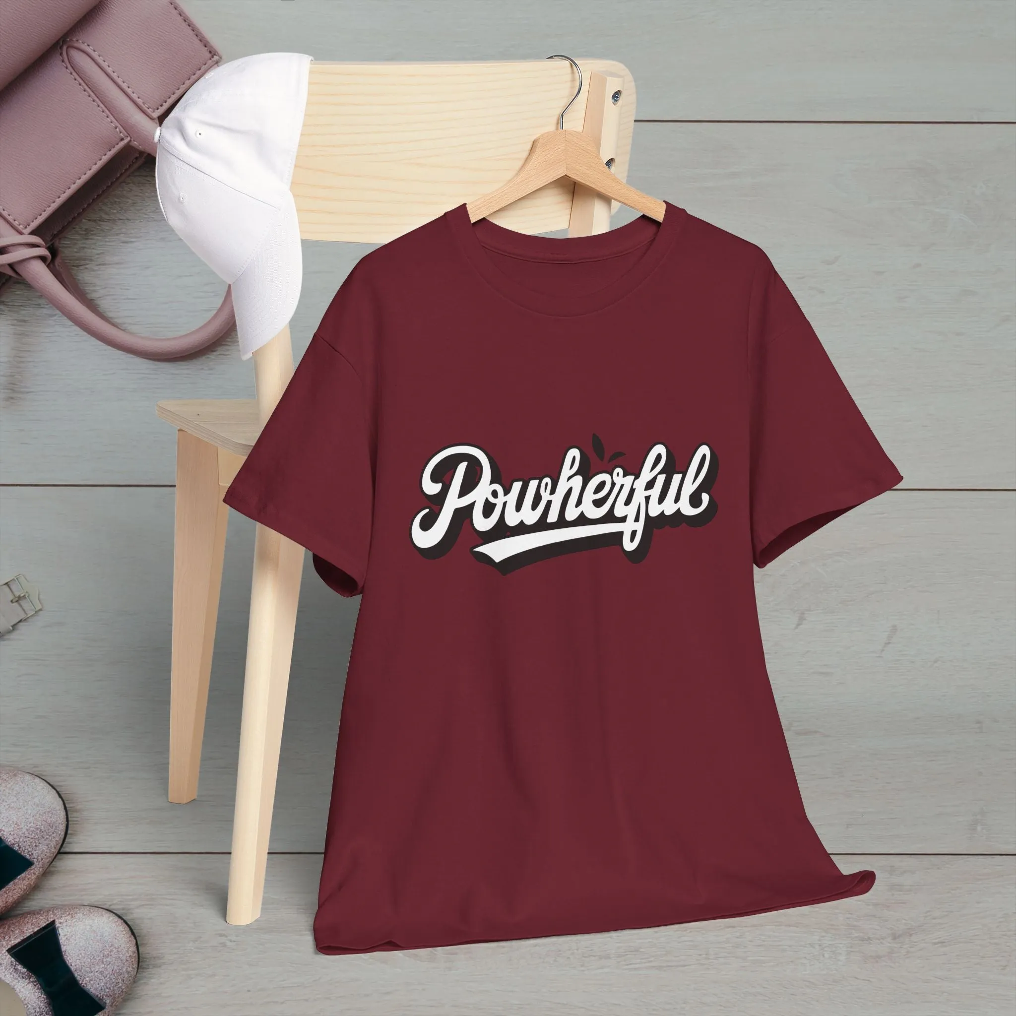 Unisex Heavy Cotton Tee - 'Powerful' Graphic Tee for Empowerment and Self-Expression