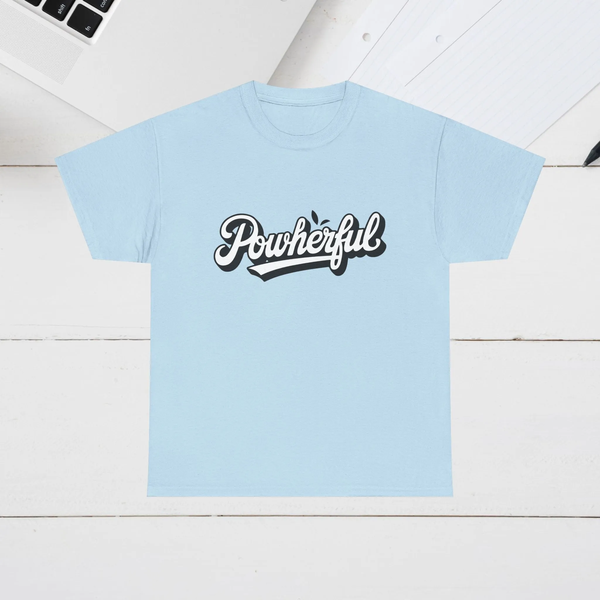 Unisex Heavy Cotton Tee - 'Powerful' Graphic Tee for Empowerment and Self-Expression