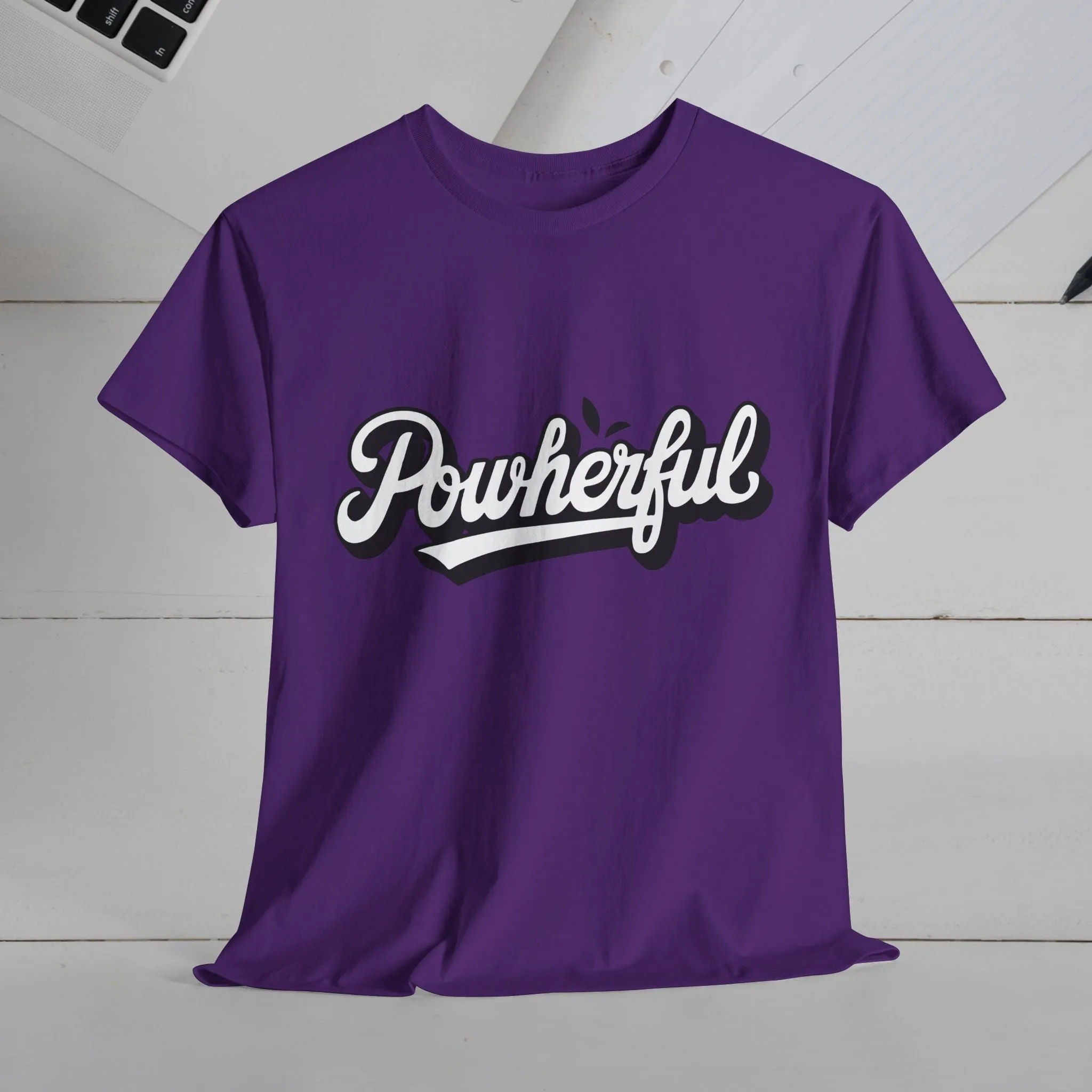 Unisex Heavy Cotton Tee - 'Powerful' Graphic Tee for Empowerment and Self-Expression