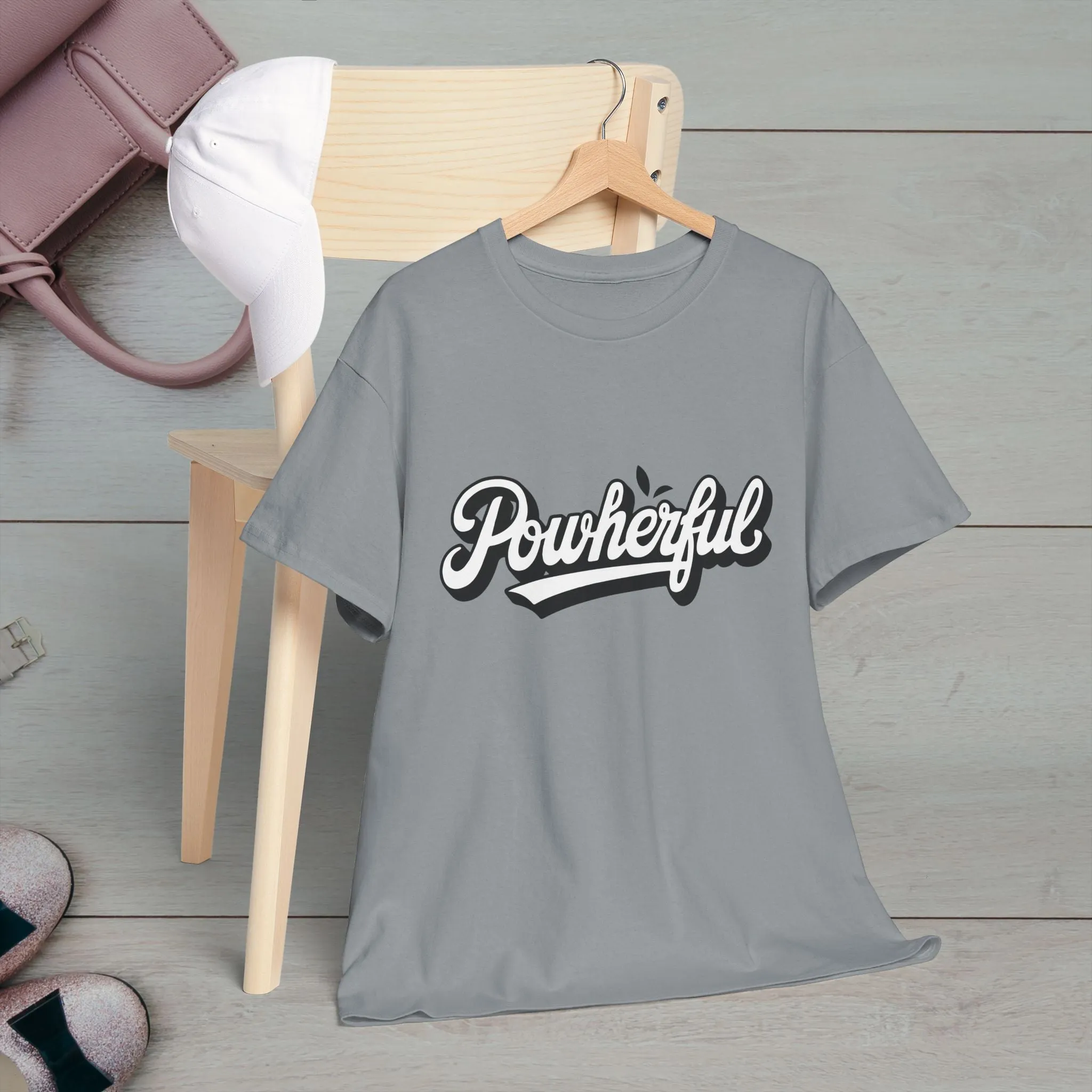 Unisex Heavy Cotton Tee - 'Powerful' Graphic Tee for Empowerment and Self-Expression
