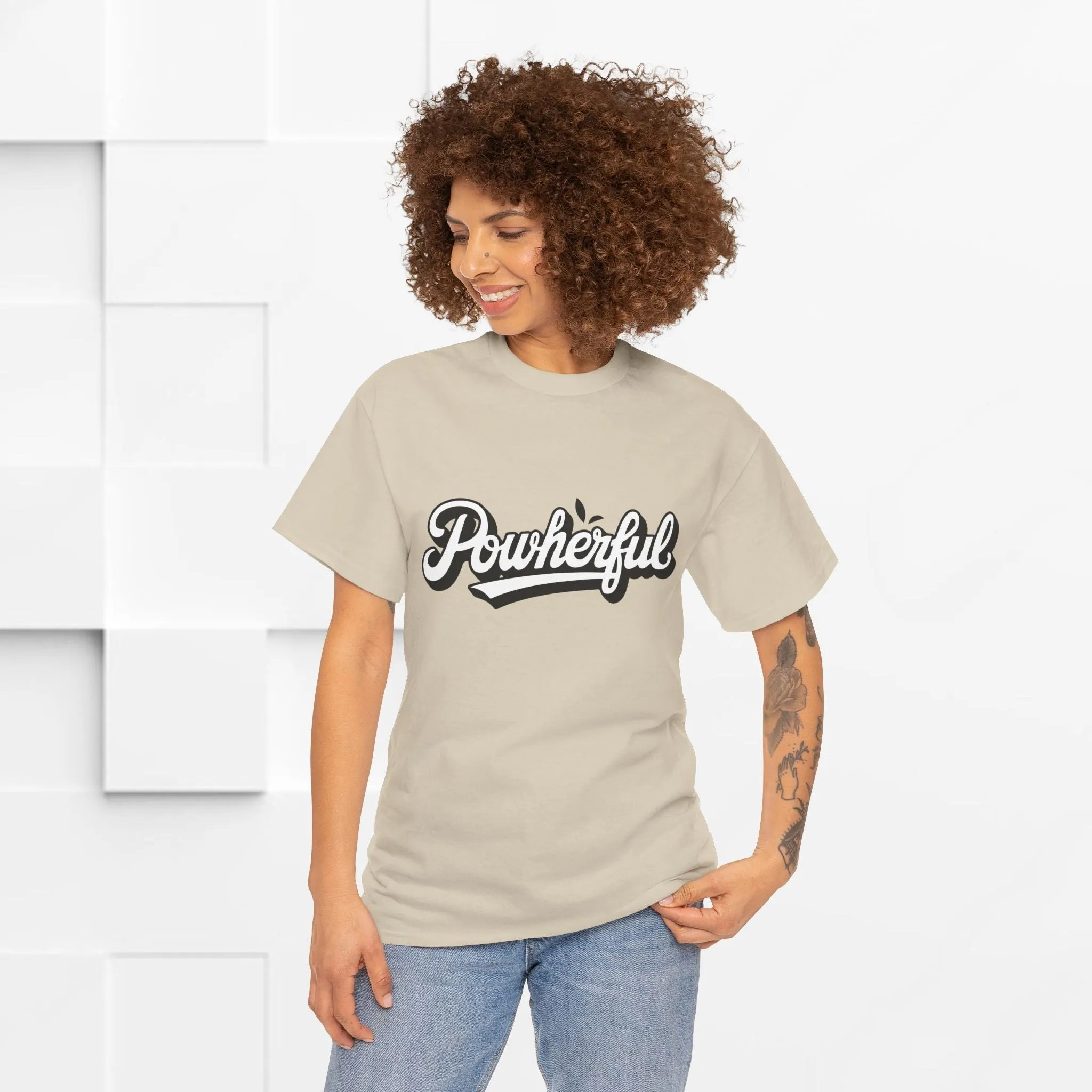 Unisex Heavy Cotton Tee - 'Powerful' Graphic Tee for Empowerment and Self-Expression