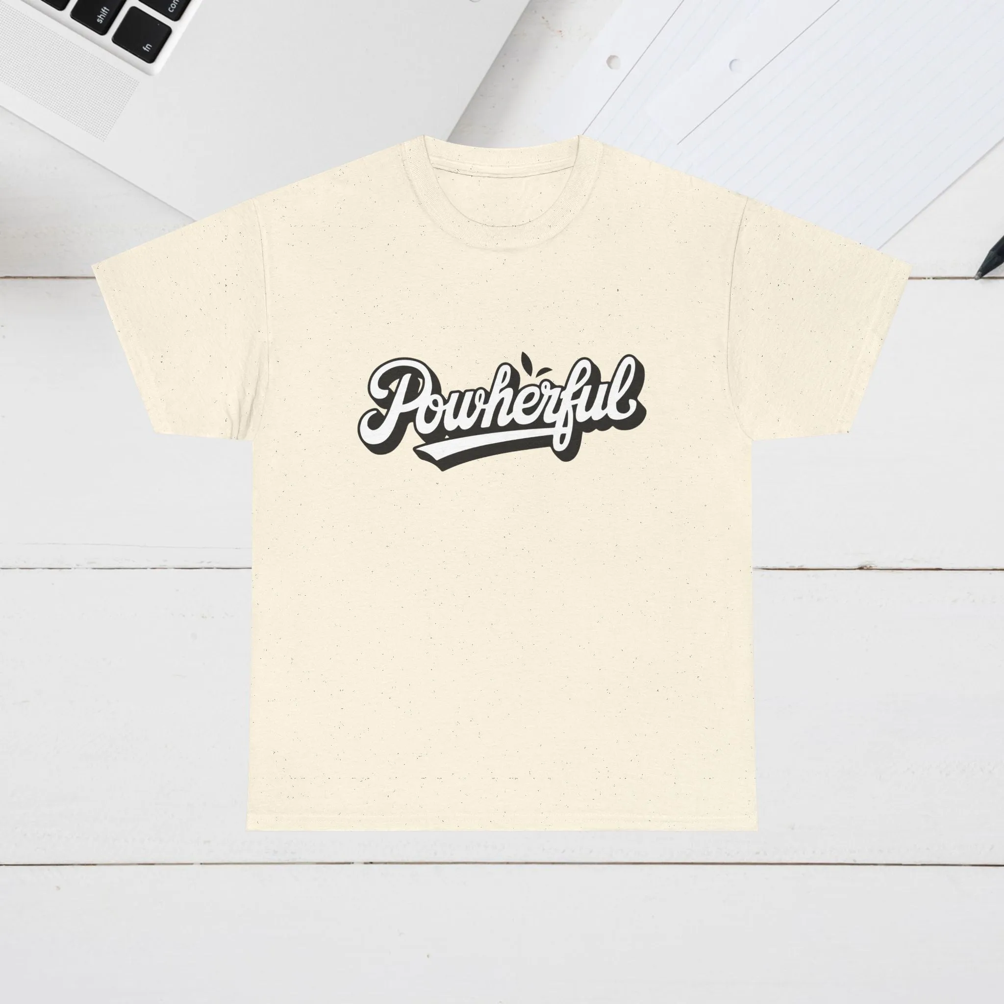 Unisex Heavy Cotton Tee - 'Powerful' Graphic Tee for Empowerment and Self-Expression