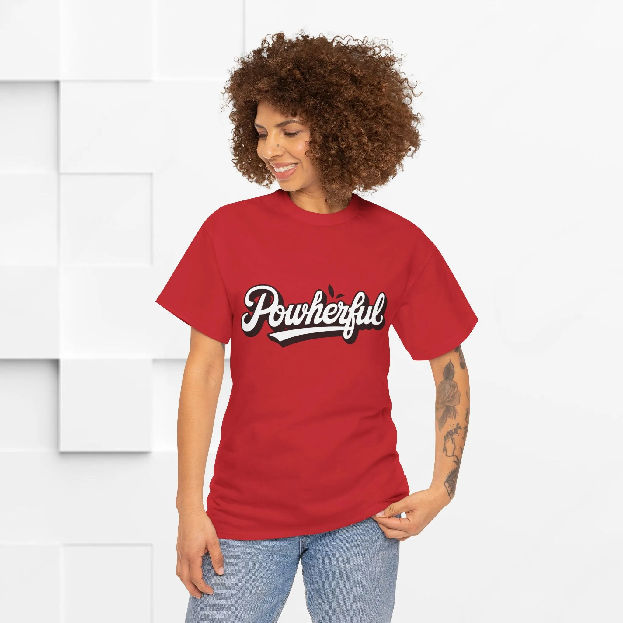 Unisex Heavy Cotton Tee - 'Powerful' Graphic Tee for Empowerment and Self-Expression