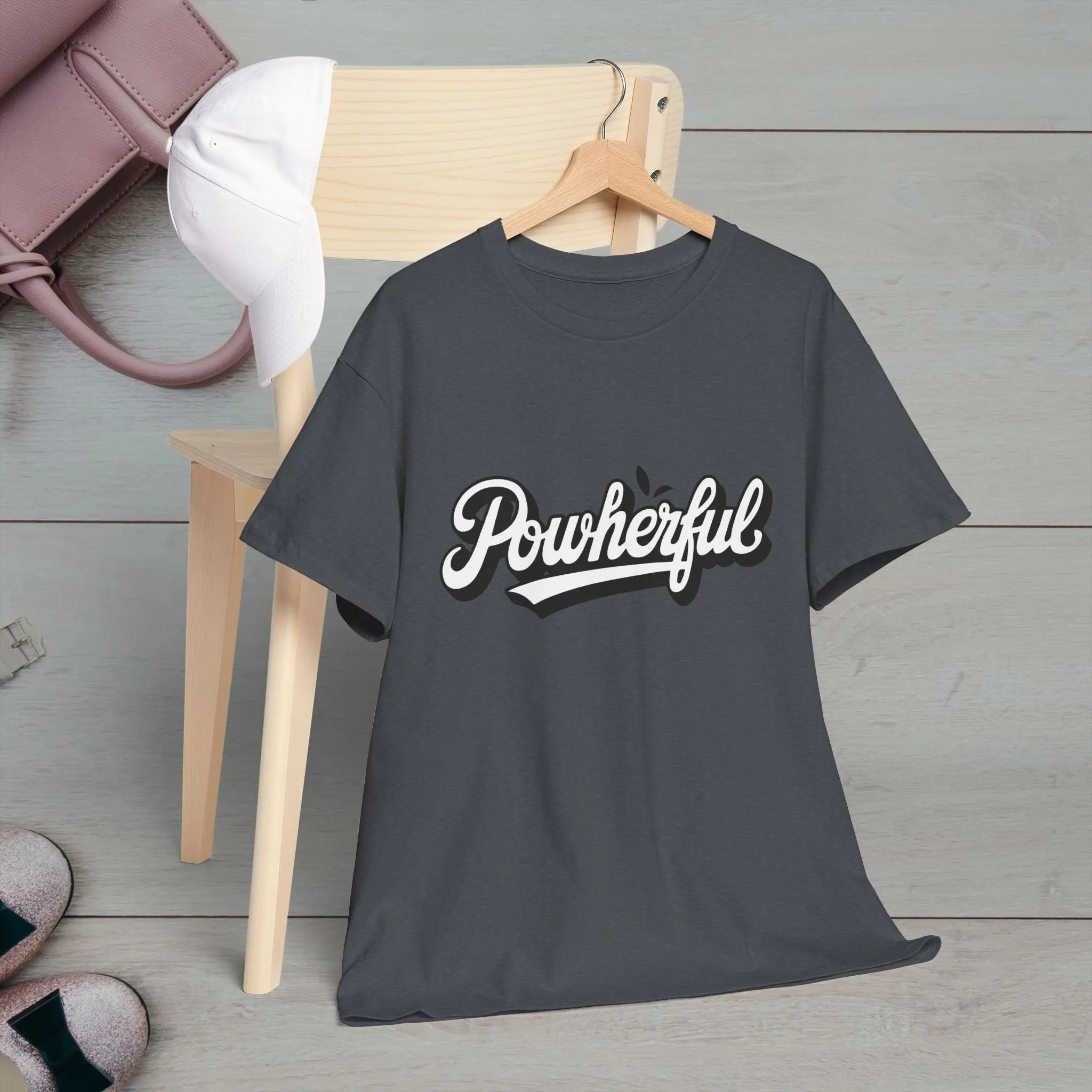 Unisex Heavy Cotton Tee - 'Powerful' Graphic Tee for Empowerment and Self-Expression