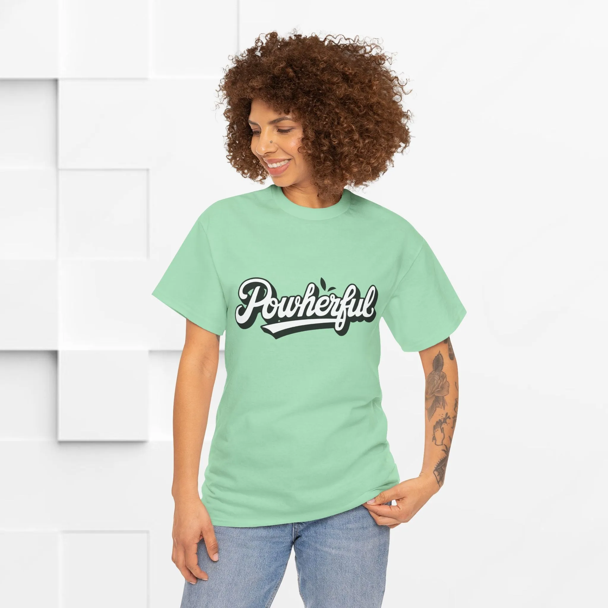 Unisex Heavy Cotton Tee - 'Powerful' Graphic Tee for Empowerment and Self-Expression