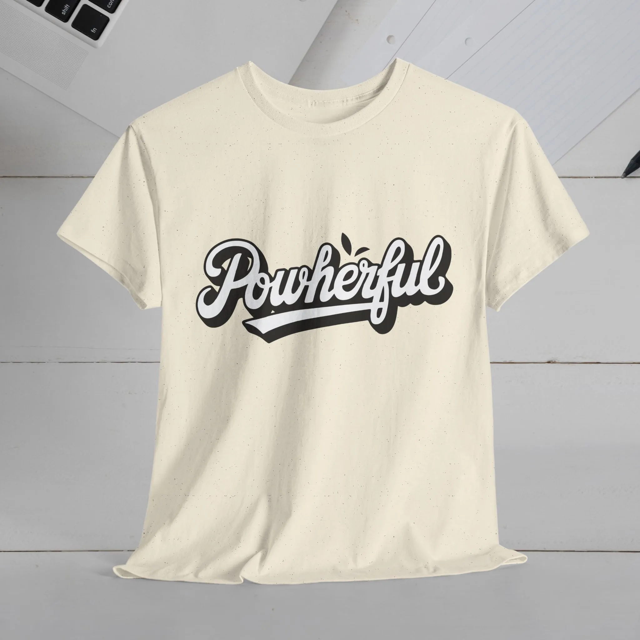Unisex Heavy Cotton Tee - 'Powerful' Graphic Tee for Empowerment and Self-Expression