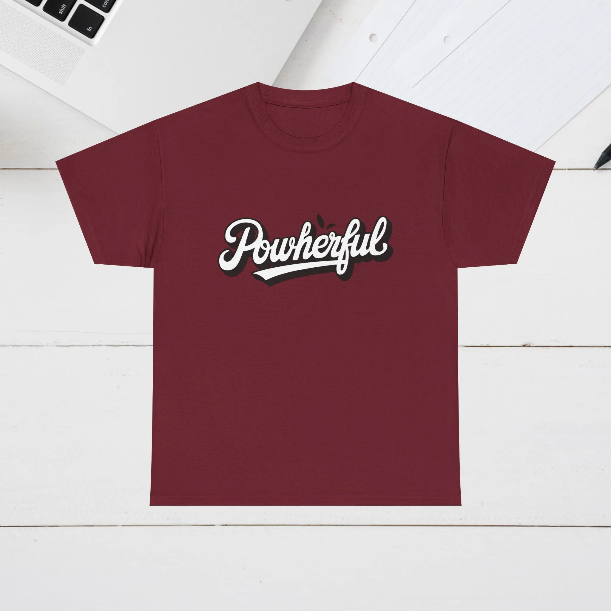 Unisex Heavy Cotton Tee - 'Powerful' Graphic Tee for Empowerment and Self-Expression