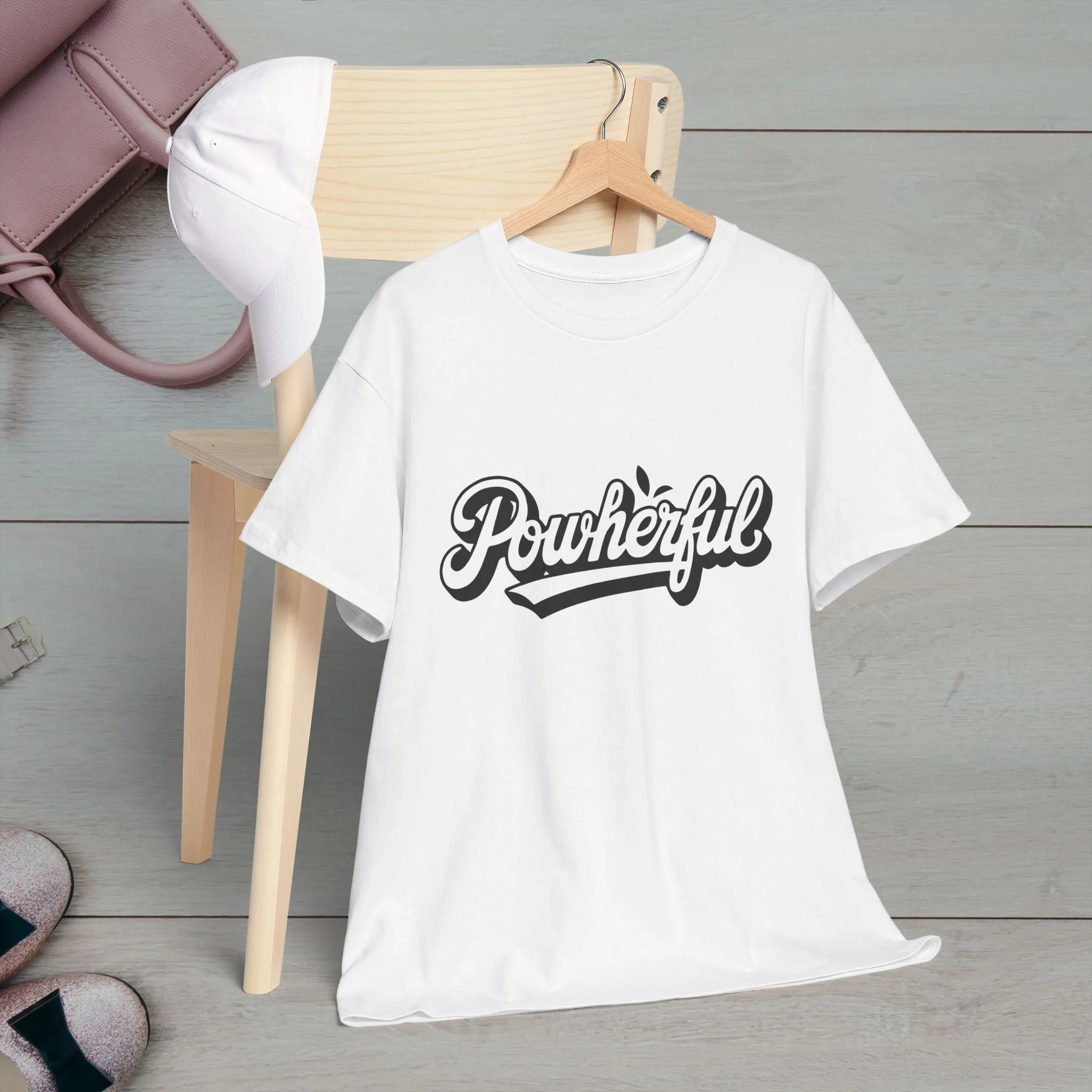 Unisex Heavy Cotton Tee - 'Powerful' Graphic Tee for Empowerment and Self-Expression