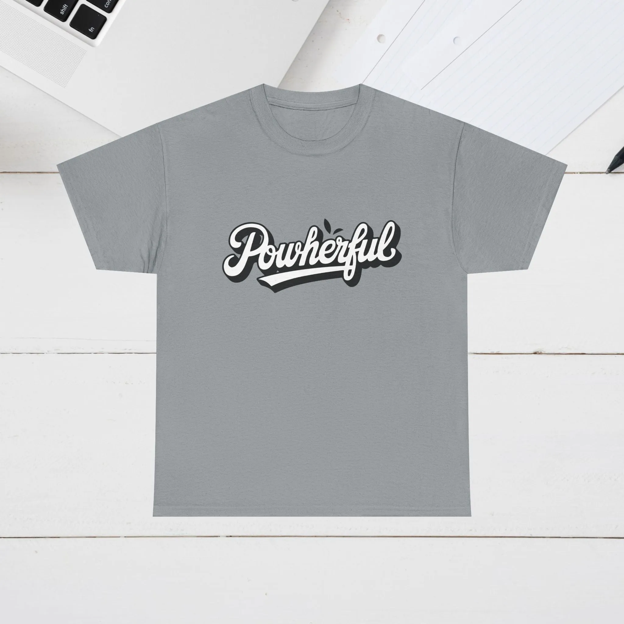 Unisex Heavy Cotton Tee - 'Powerful' Graphic Tee for Empowerment and Self-Expression