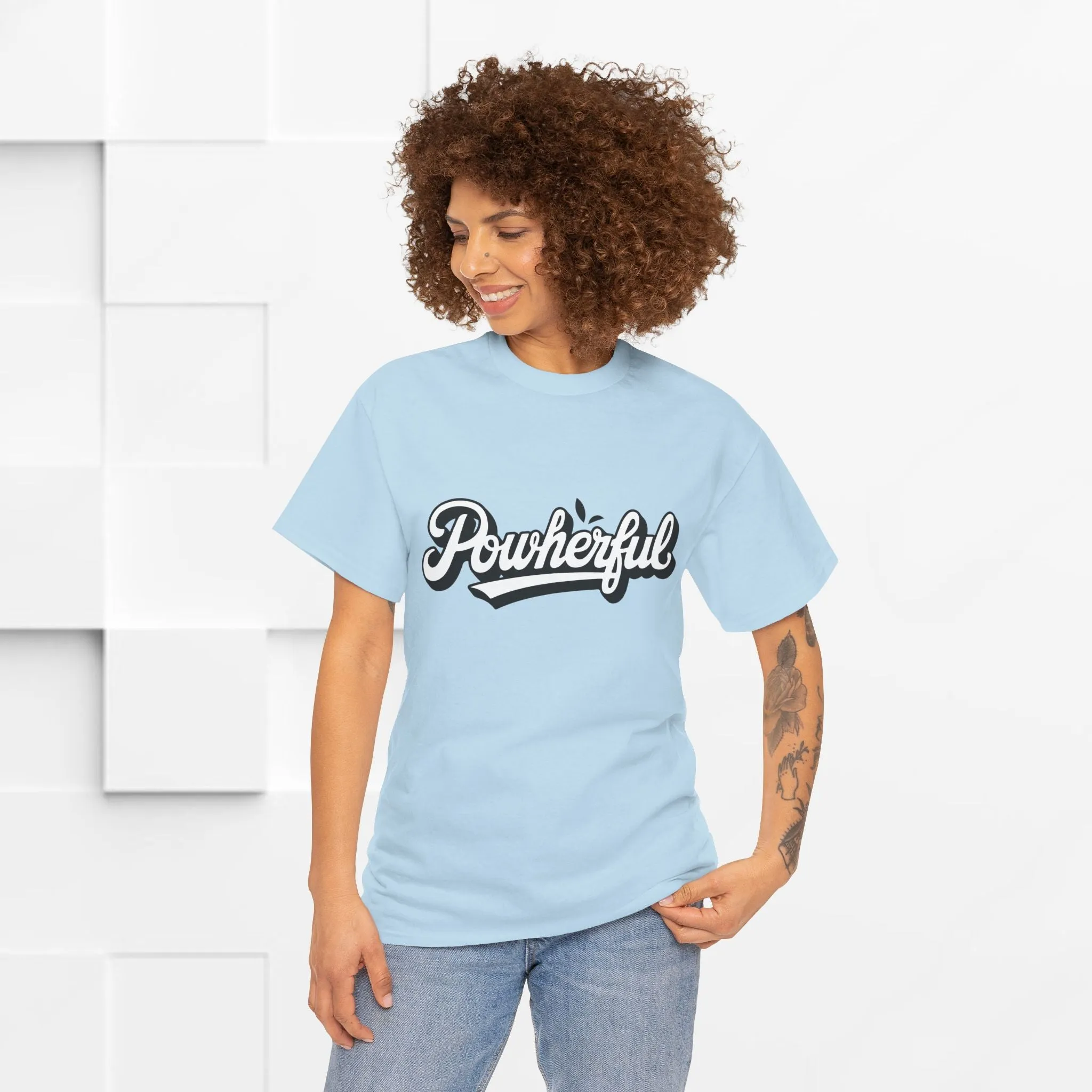Unisex Heavy Cotton Tee - 'Powerful' Graphic Tee for Empowerment and Self-Expression