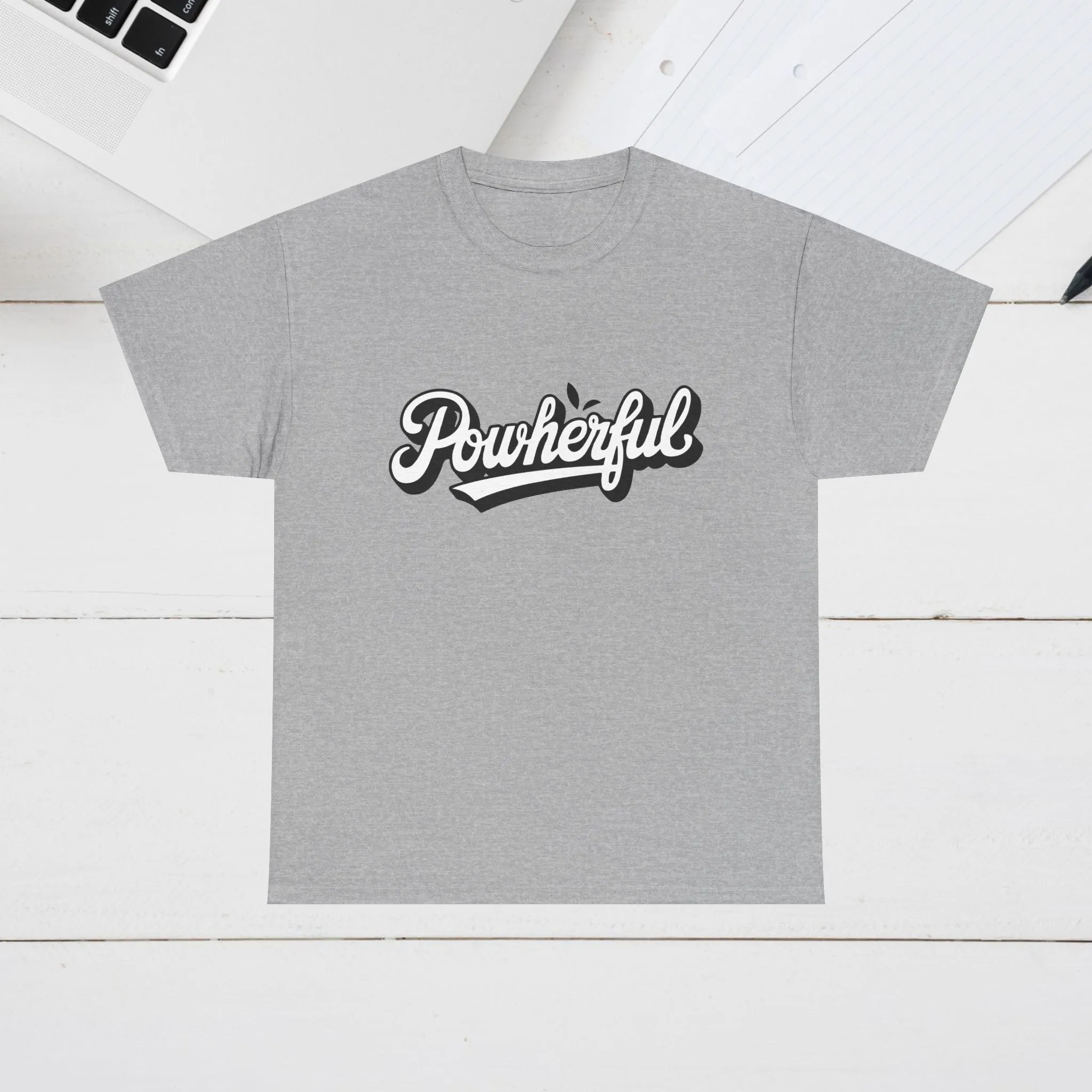 Unisex Heavy Cotton Tee - 'Powerful' Graphic Tee for Empowerment and Self-Expression
