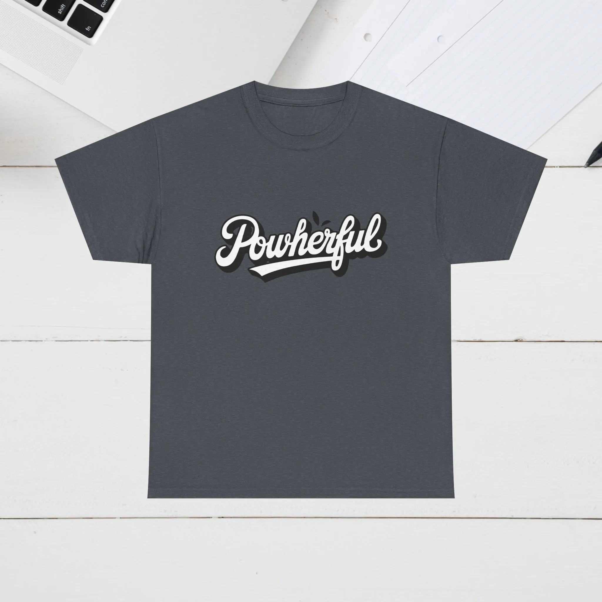 Unisex Heavy Cotton Tee - 'Powerful' Graphic Tee for Empowerment and Self-Expression