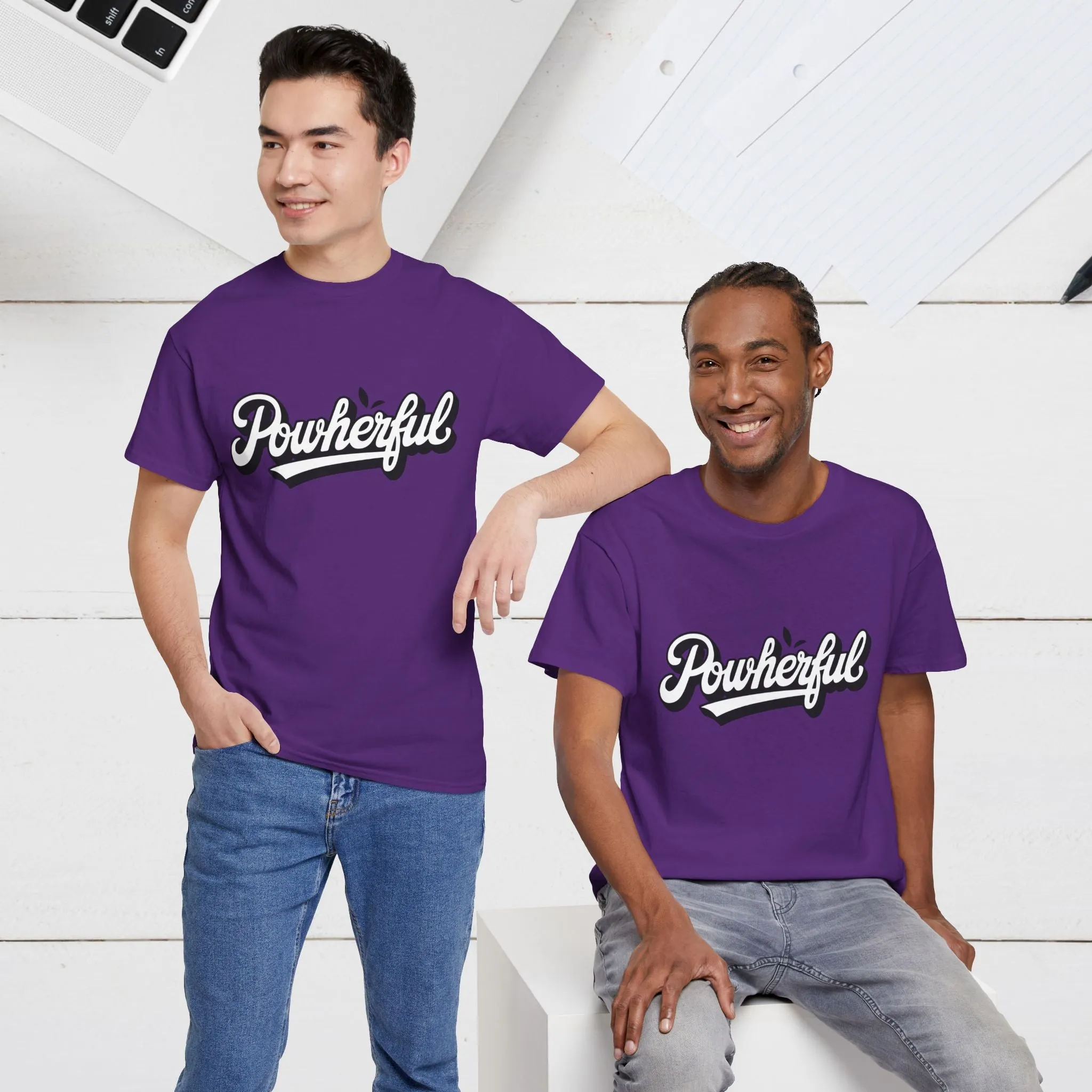 Unisex Heavy Cotton Tee - 'Powerful' Graphic Tee for Empowerment and Self-Expression