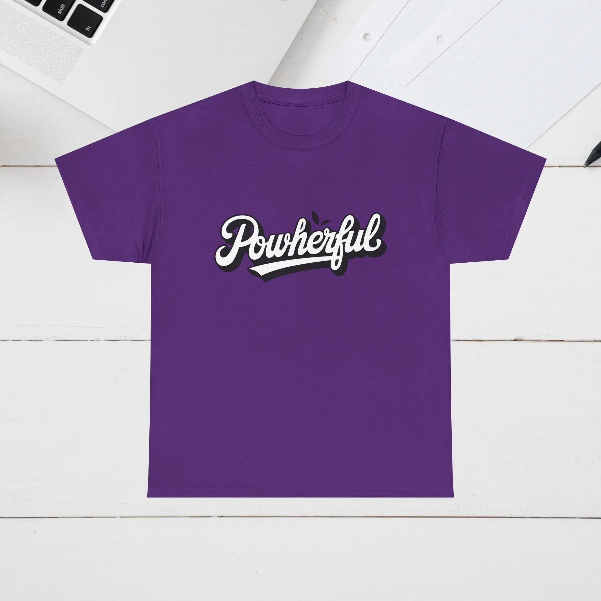 Unisex Heavy Cotton Tee - 'Powerful' Graphic Tee for Empowerment and Self-Expression