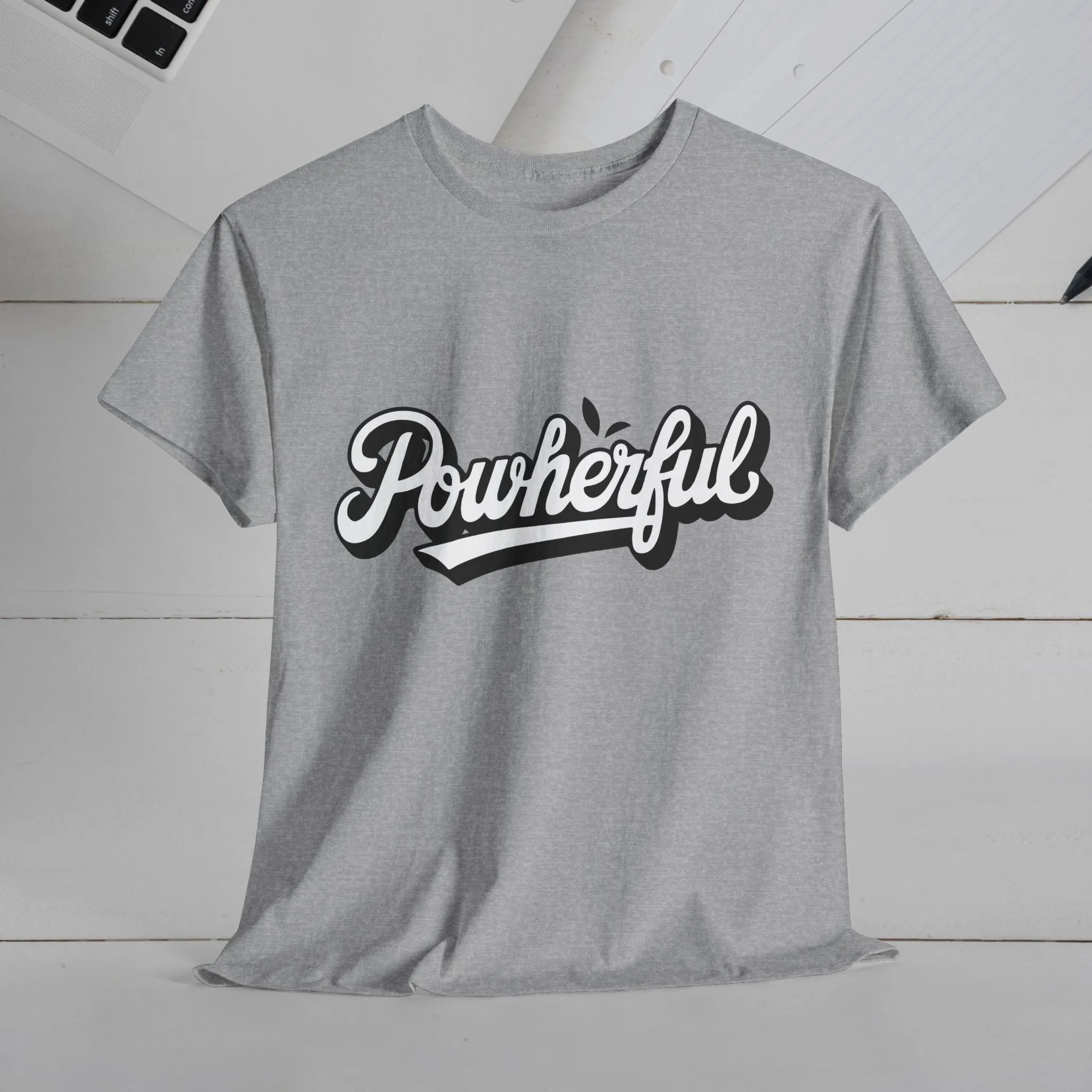 Unisex Heavy Cotton Tee - 'Powerful' Graphic Tee for Empowerment and Self-Expression