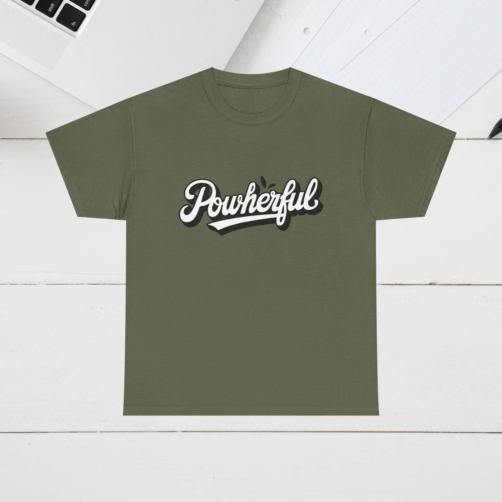 Unisex Heavy Cotton Tee - 'Powerful' Graphic Tee for Empowerment and Self-Expression