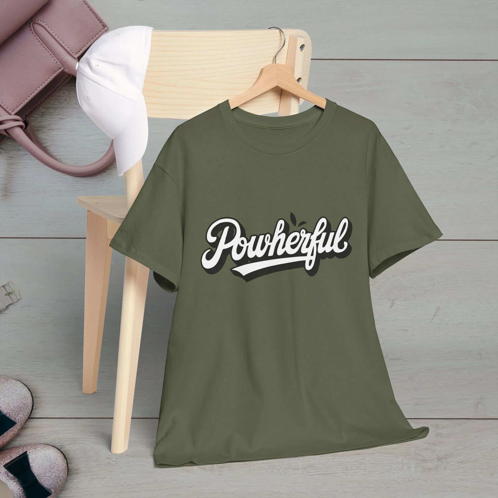 Unisex Heavy Cotton Tee - 'Powerful' Graphic Tee for Empowerment and Self-Expression