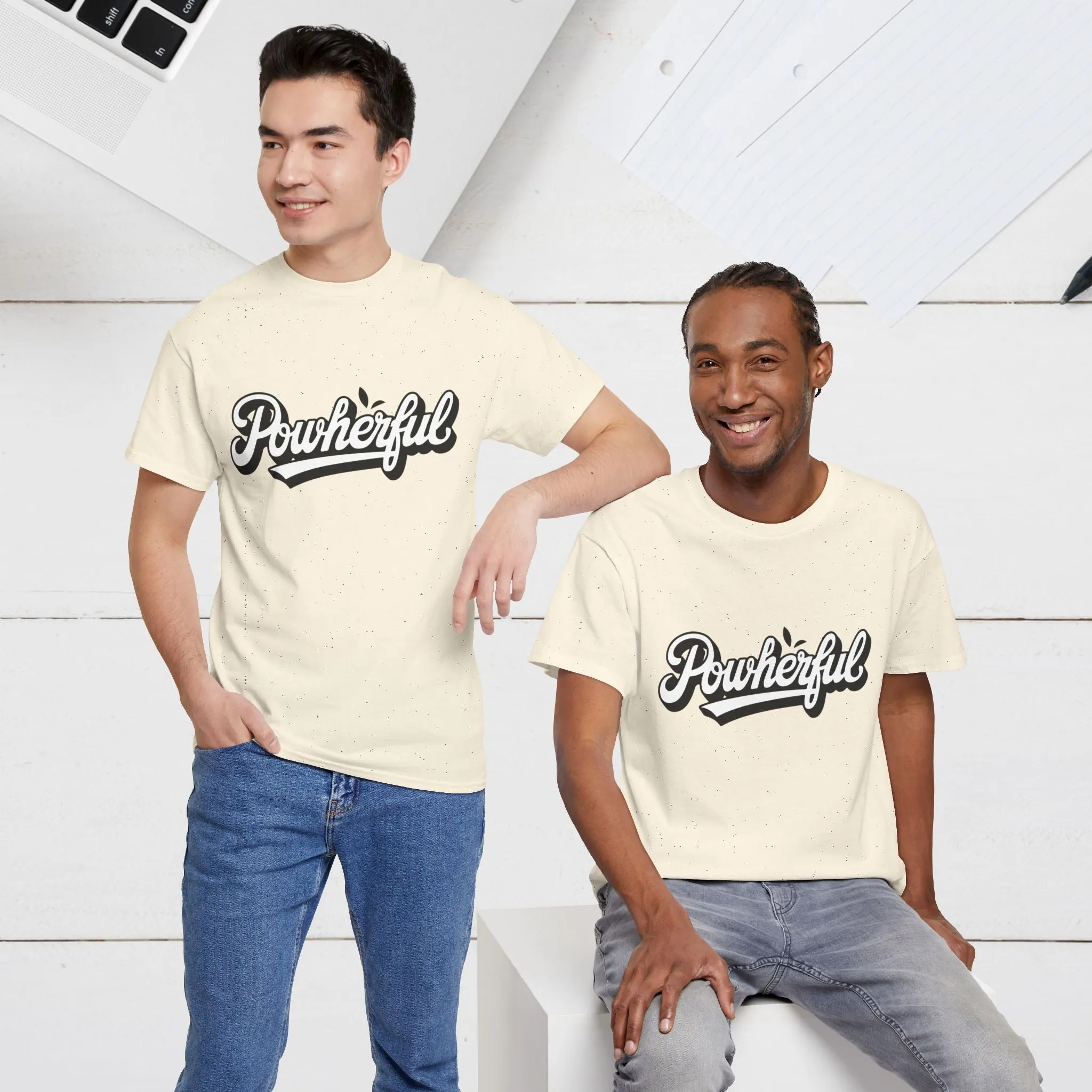 Unisex Heavy Cotton Tee - 'Powerful' Graphic Tee for Empowerment and Self-Expression