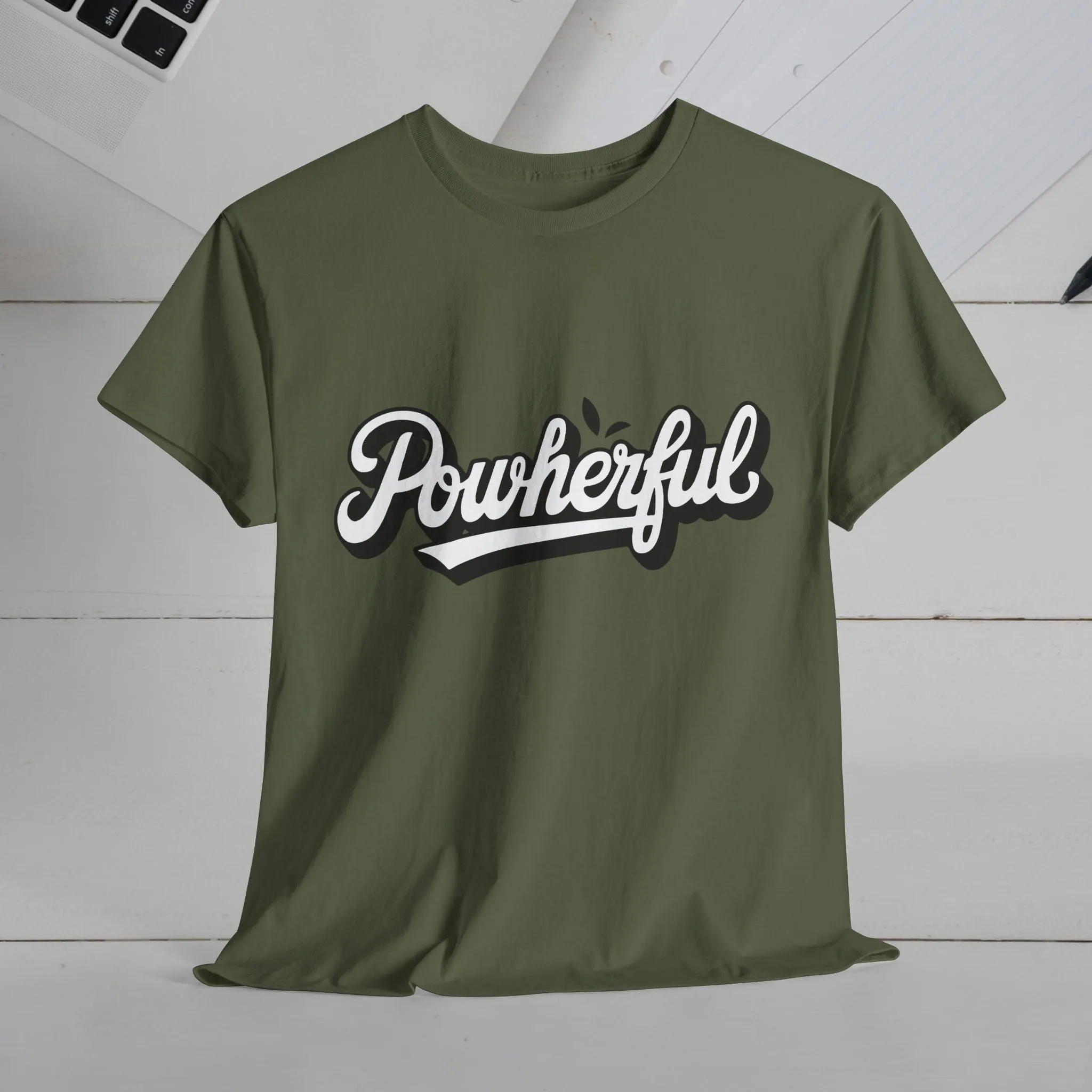 Unisex Heavy Cotton Tee - 'Powerful' Graphic Tee for Empowerment and Self-Expression