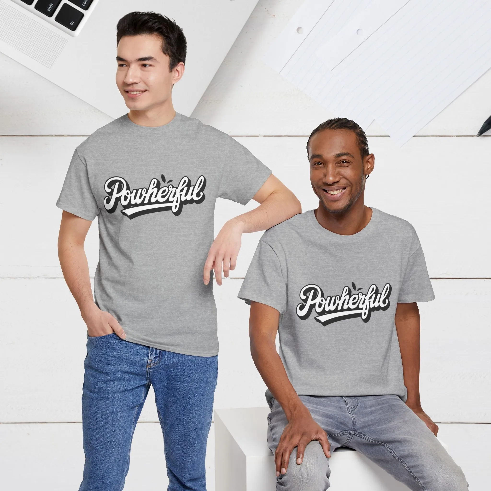 Unisex Heavy Cotton Tee - 'Powerful' Graphic Tee for Empowerment and Self-Expression