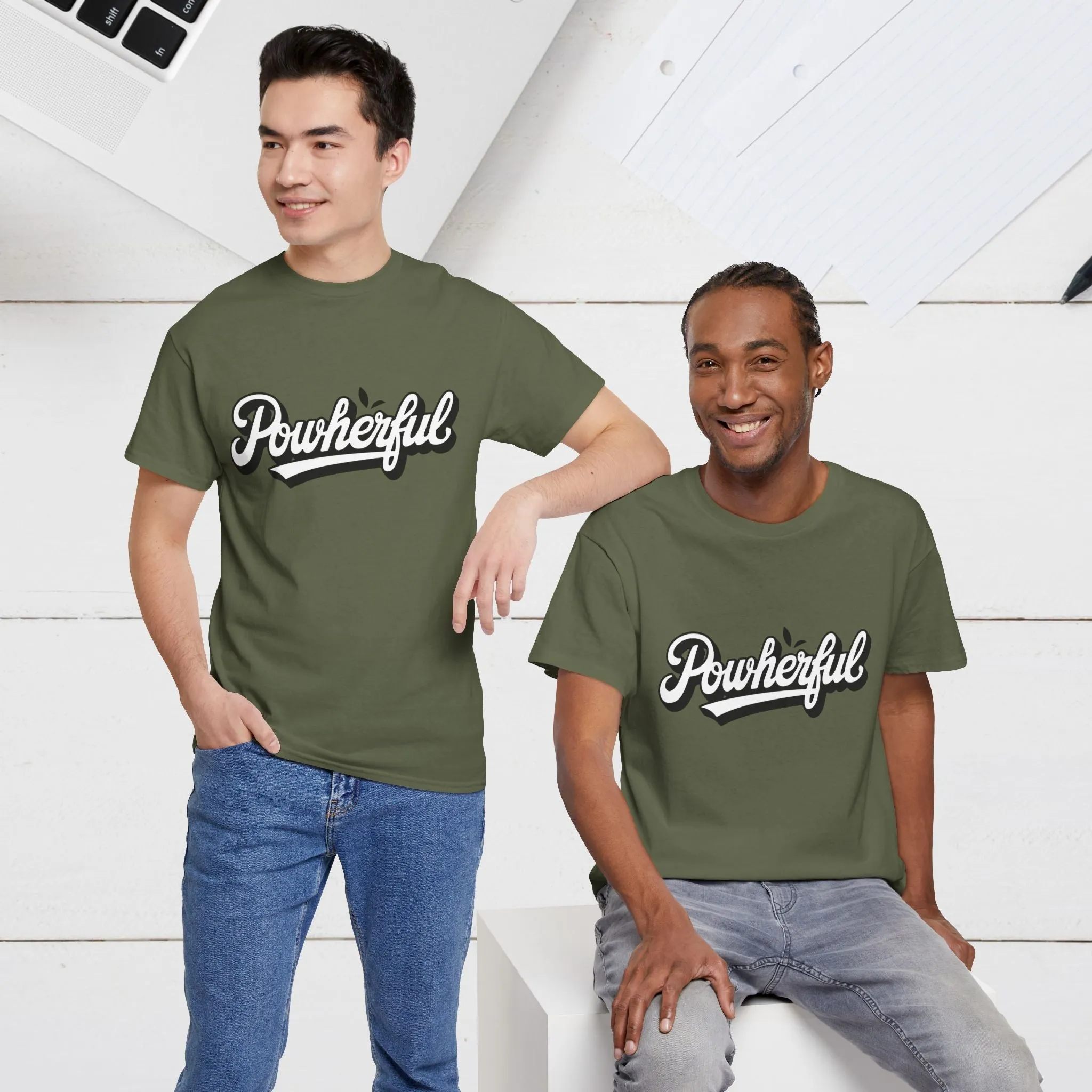 Unisex Heavy Cotton Tee - 'Powerful' Graphic Tee for Empowerment and Self-Expression