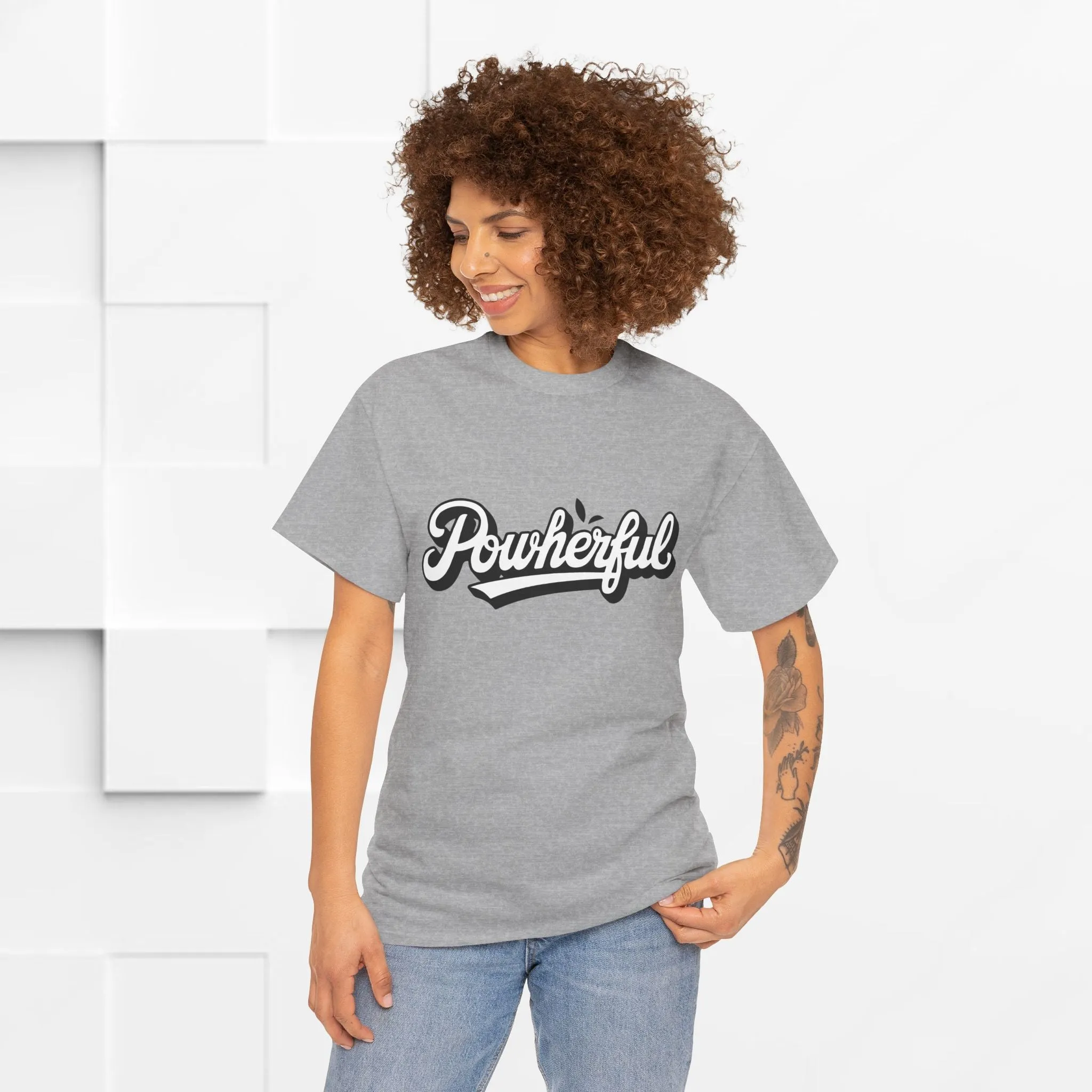 Unisex Heavy Cotton Tee - 'Powerful' Graphic Tee for Empowerment and Self-Expression