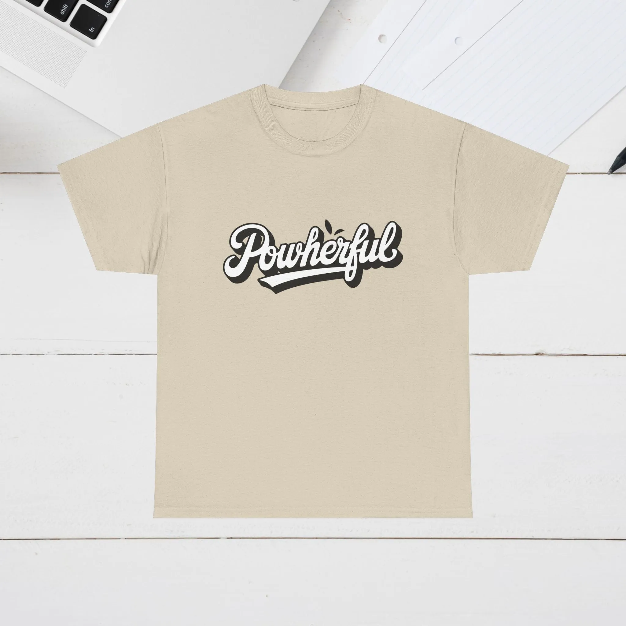 Unisex Heavy Cotton Tee - 'Powerful' Graphic Tee for Empowerment and Self-Expression