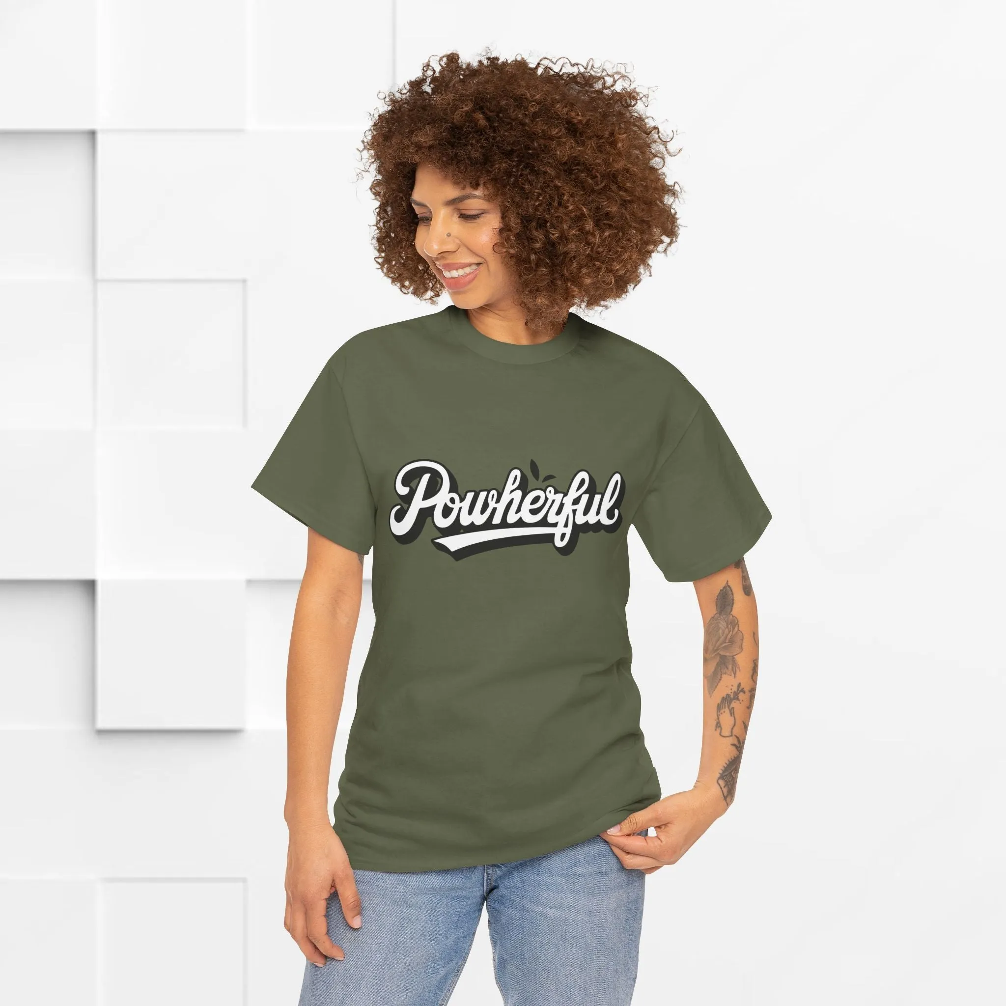 Unisex Heavy Cotton Tee - 'Powerful' Graphic Tee for Empowerment and Self-Expression