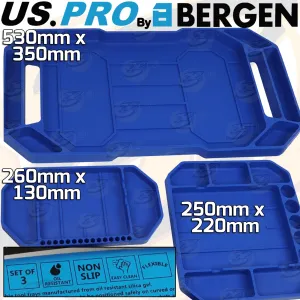 US PRO 3PCS NON SLIP FLEXIBLE TOOL TRAYS