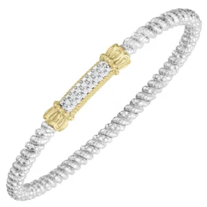 Vahan Sterling Silver & 14K Yellow Gold Pave Diamond Bangle Bar Bracelet