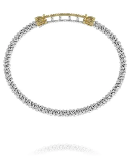 Vahan Sterling Silver & Yellow Gold Diamond Seven Diamond Bar Bangle Bracelet