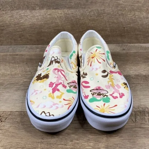 VANS Classic Slip On Get Outdoors Classic White Canvas Shoes Womens 7 NEW