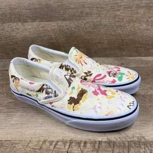 VANS Classic Slip On Get Outdoors Classic White Canvas Shoes Womens 7 NEW