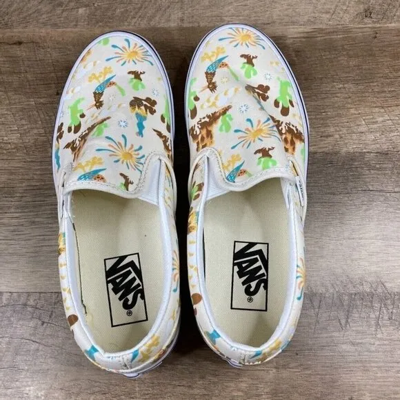 VANS Classic Slip On Get Outdoors Marshmallow Canvas Shoes Womens 8.5 NEW