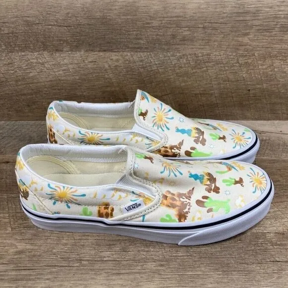 VANS Classic Slip On Get Outdoors Marshmallow Canvas Shoes Womens 8.5 NEW