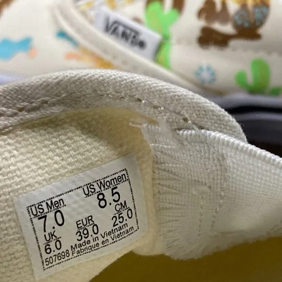VANS Classic Slip On Get Outdoors Marshmallow Canvas Shoes Womens 8.5 NEW