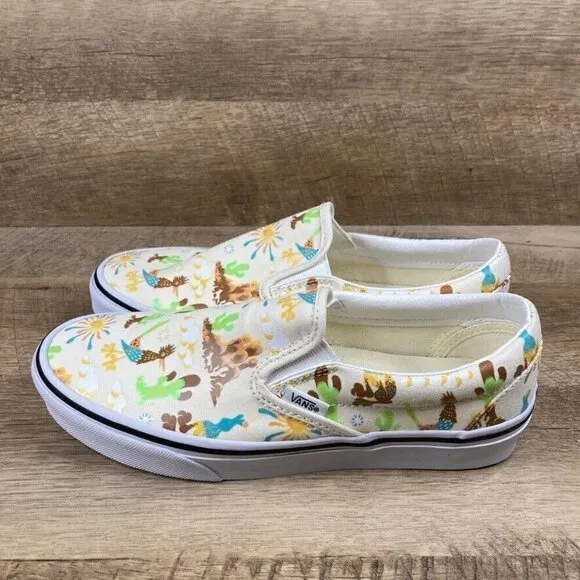 VANS Classic Slip On Get Outdoors Marshmallow Canvas Shoes Womens 8.5 NEW