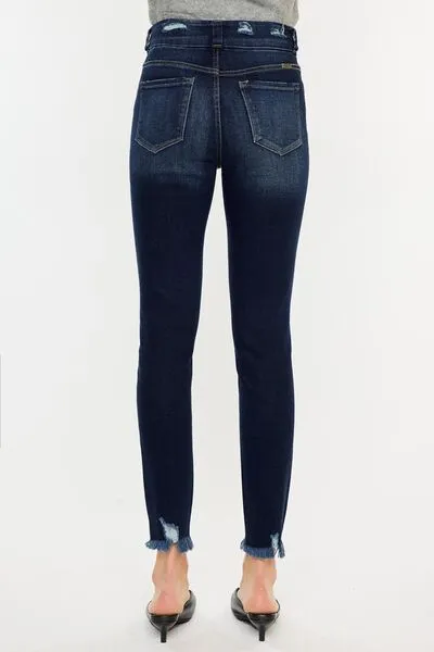 Victoria Full Size Cat's Whiskers Raw Hem High Waist Jeans